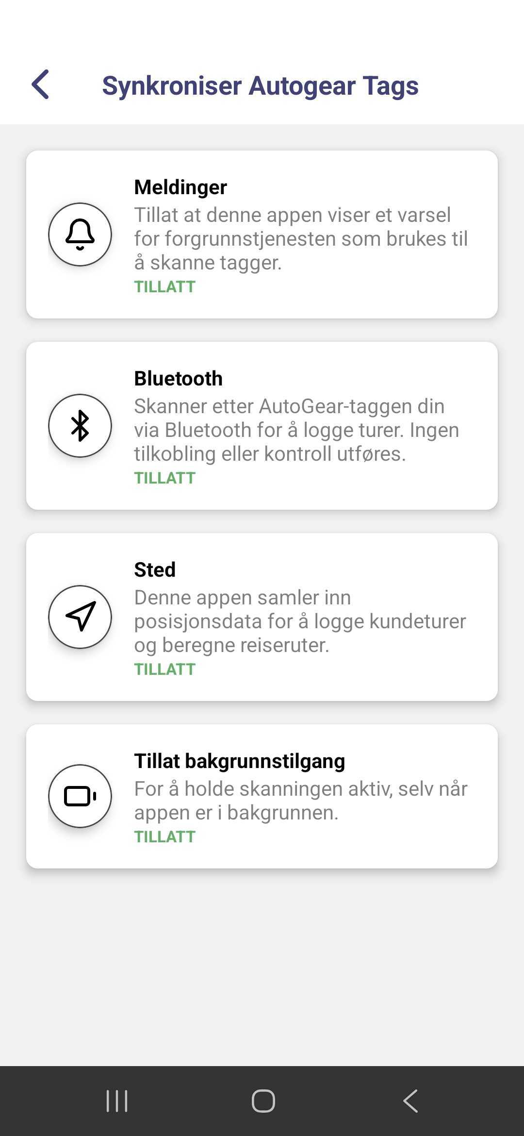 Autogear Tracker – uprawnienia