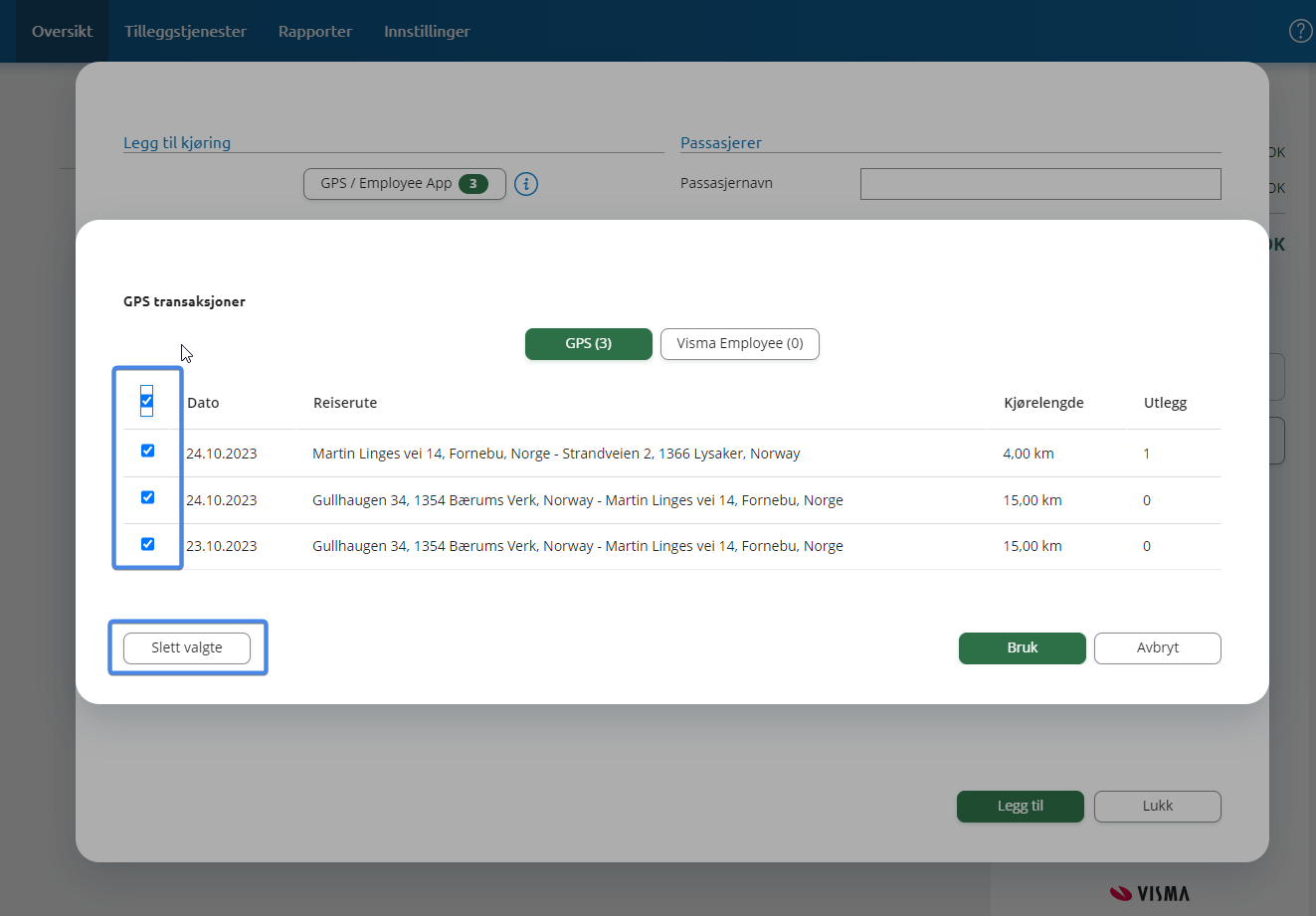 Visma – slett importmottak liste