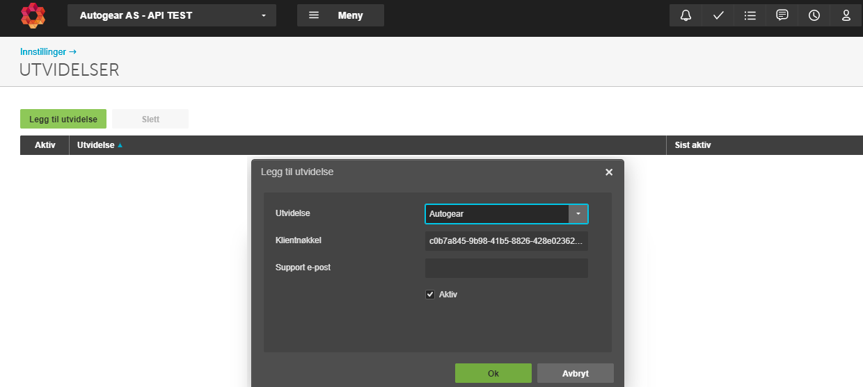 PowerOffice – select Autogear from the list