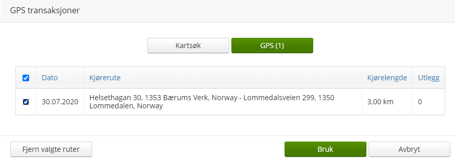Visma – velg turer og Bruk