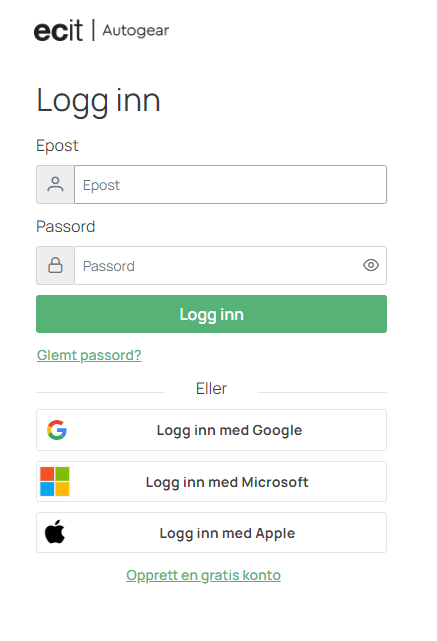 Innlogging i Autogear